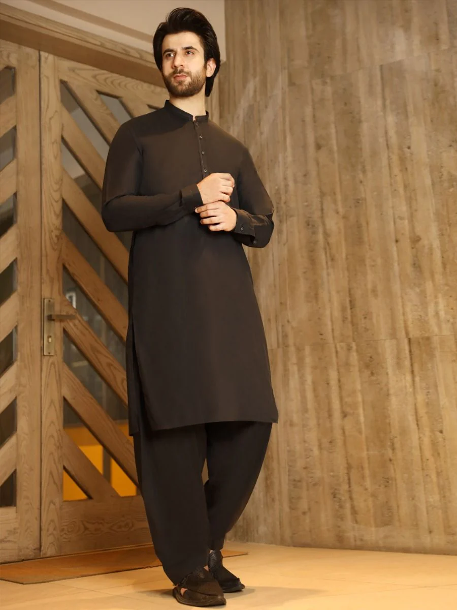 BLACK KAMEEZ SHALWAR | AL-KS-US-2496/AM-806C