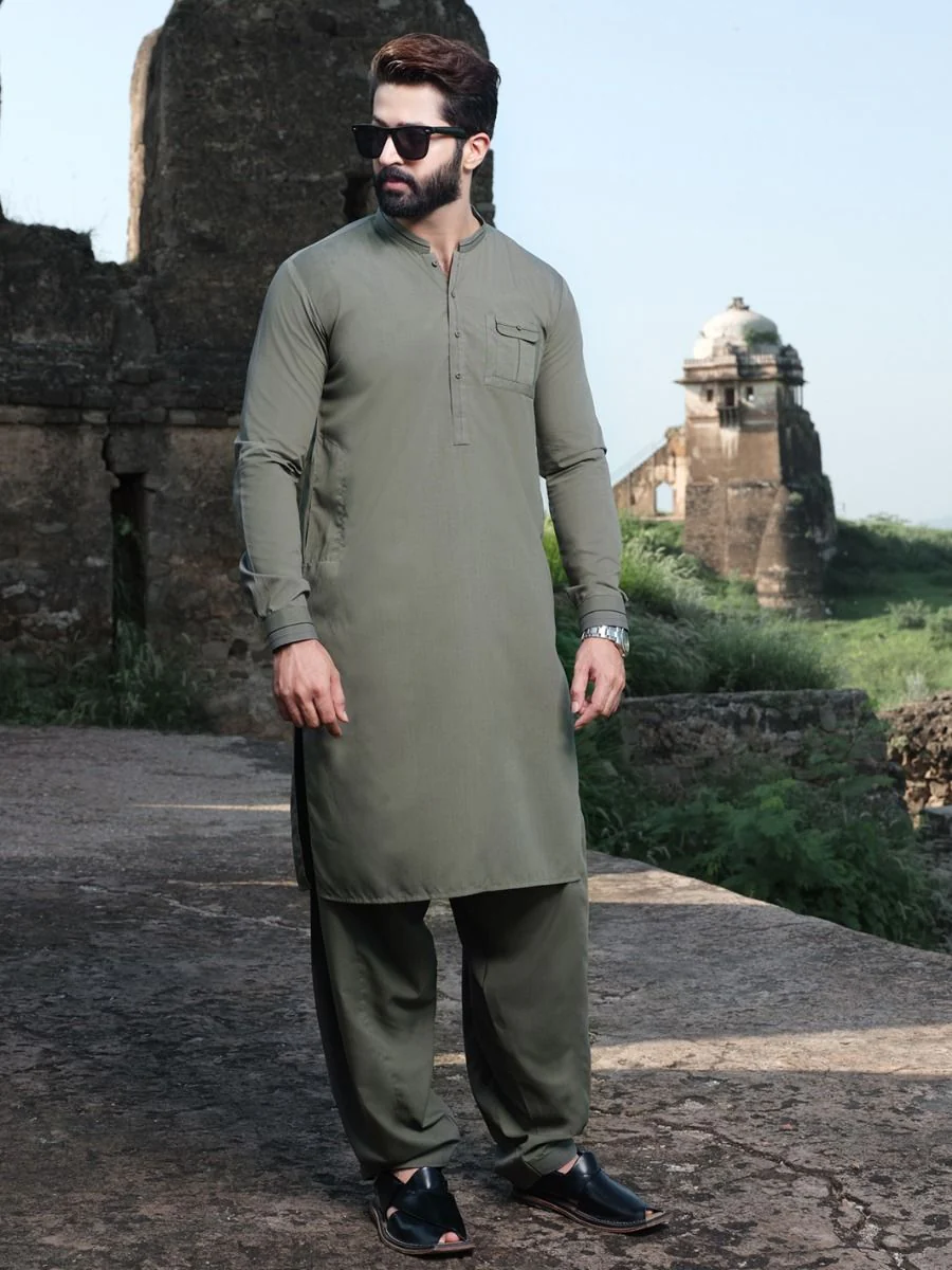 GREEN VISCOSE KAMEEZ SHALWAR | AL-KS-US-2537 V-4 2020