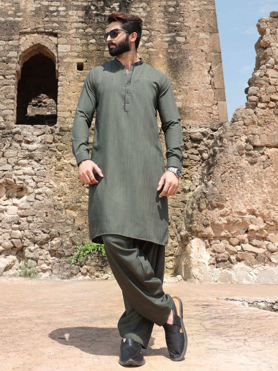 GREEN VISCOSE KAMEEZ SHALWAR | AL-KS-US-2550 V-4 2020