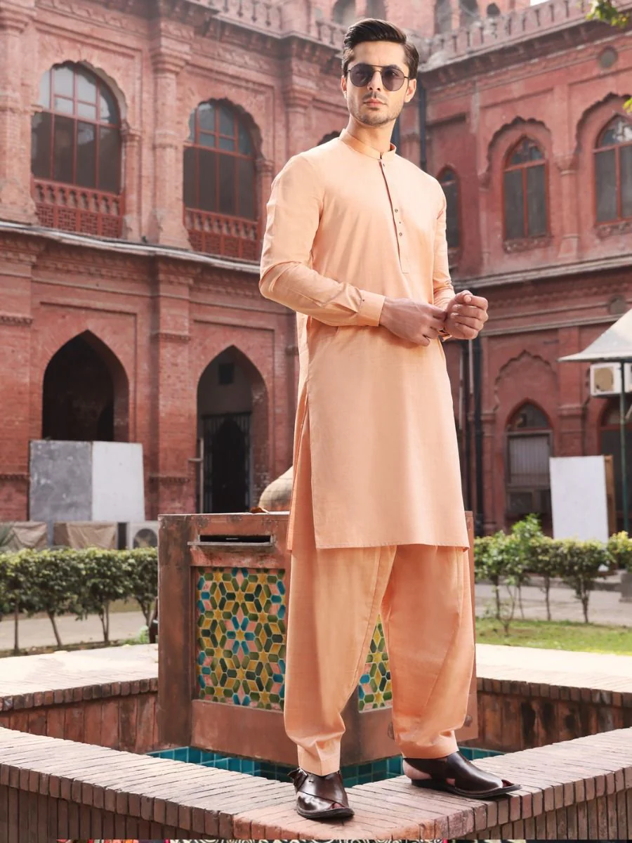 PEACH COTTON KAMEEZ SHALWAR | AL-KS-US-2568 V-2 2021