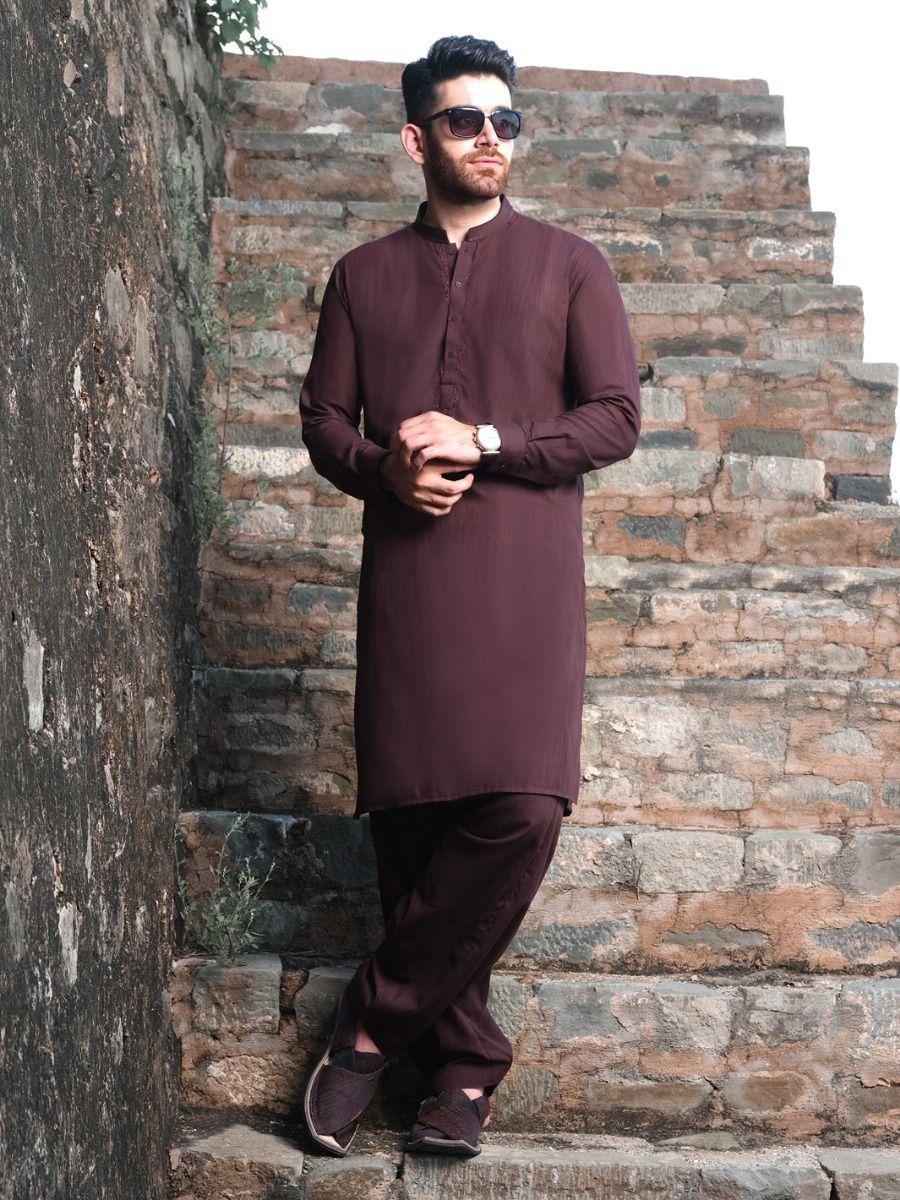 MAROON VISCOSE KAMEEZ SHALWAR | AL-KS-US-2576 V-4 2020