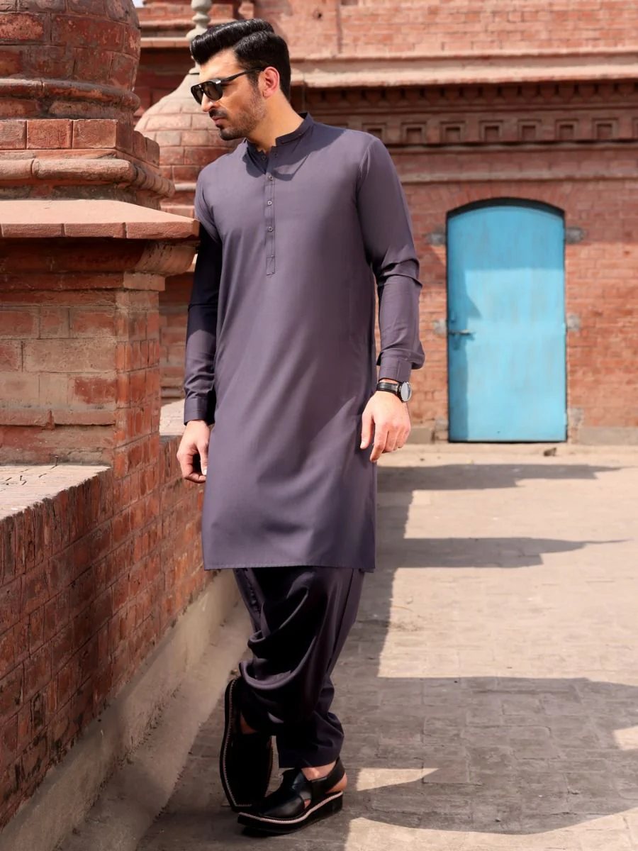 DARK GREY VISCOSE KAMEEZ SHALWAR | AL-KS-US-2581 V-2 2021