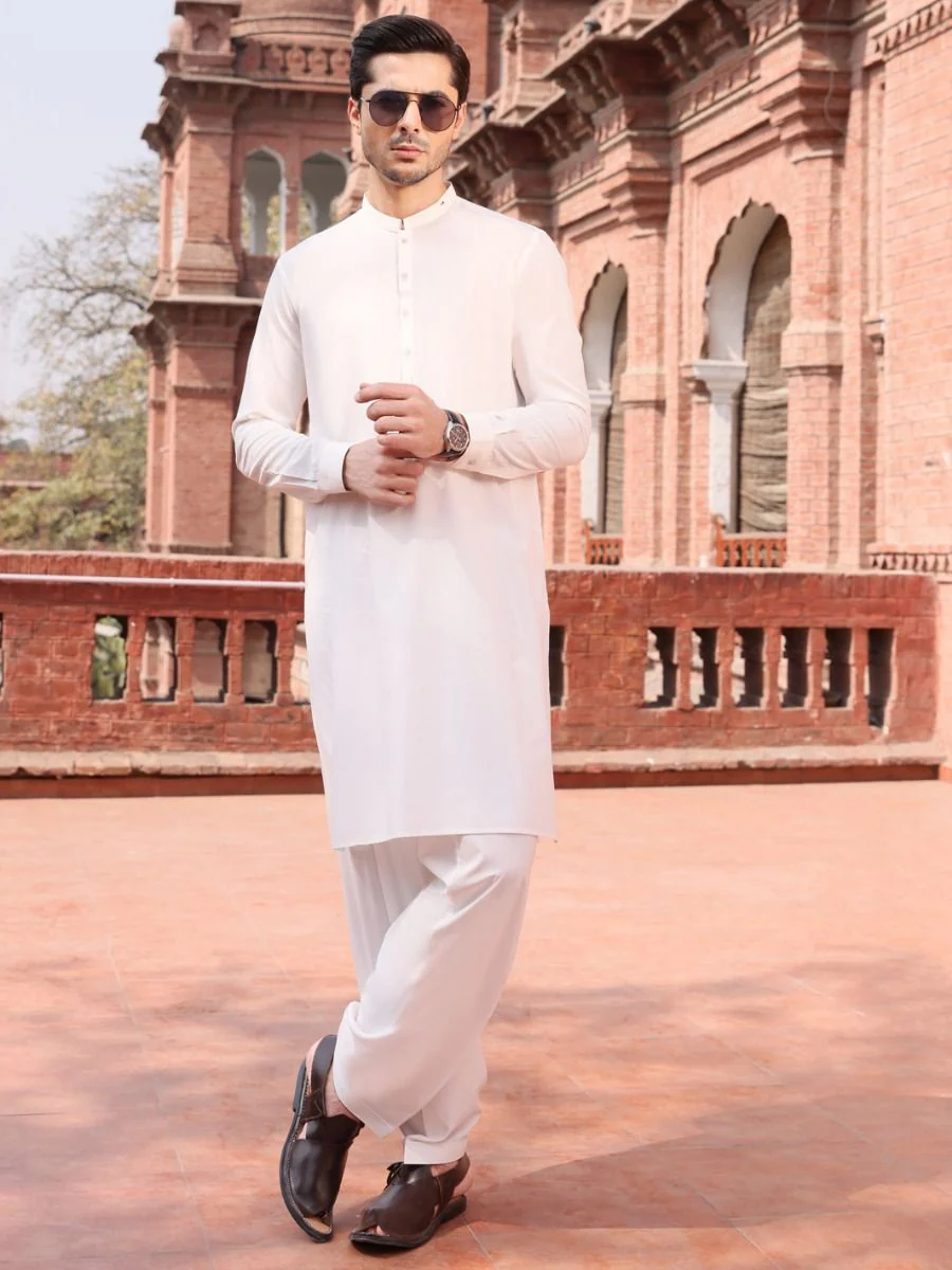 WHITE KAMEEZ SHALWAR | AL-KS-US-2585 V-2 2020