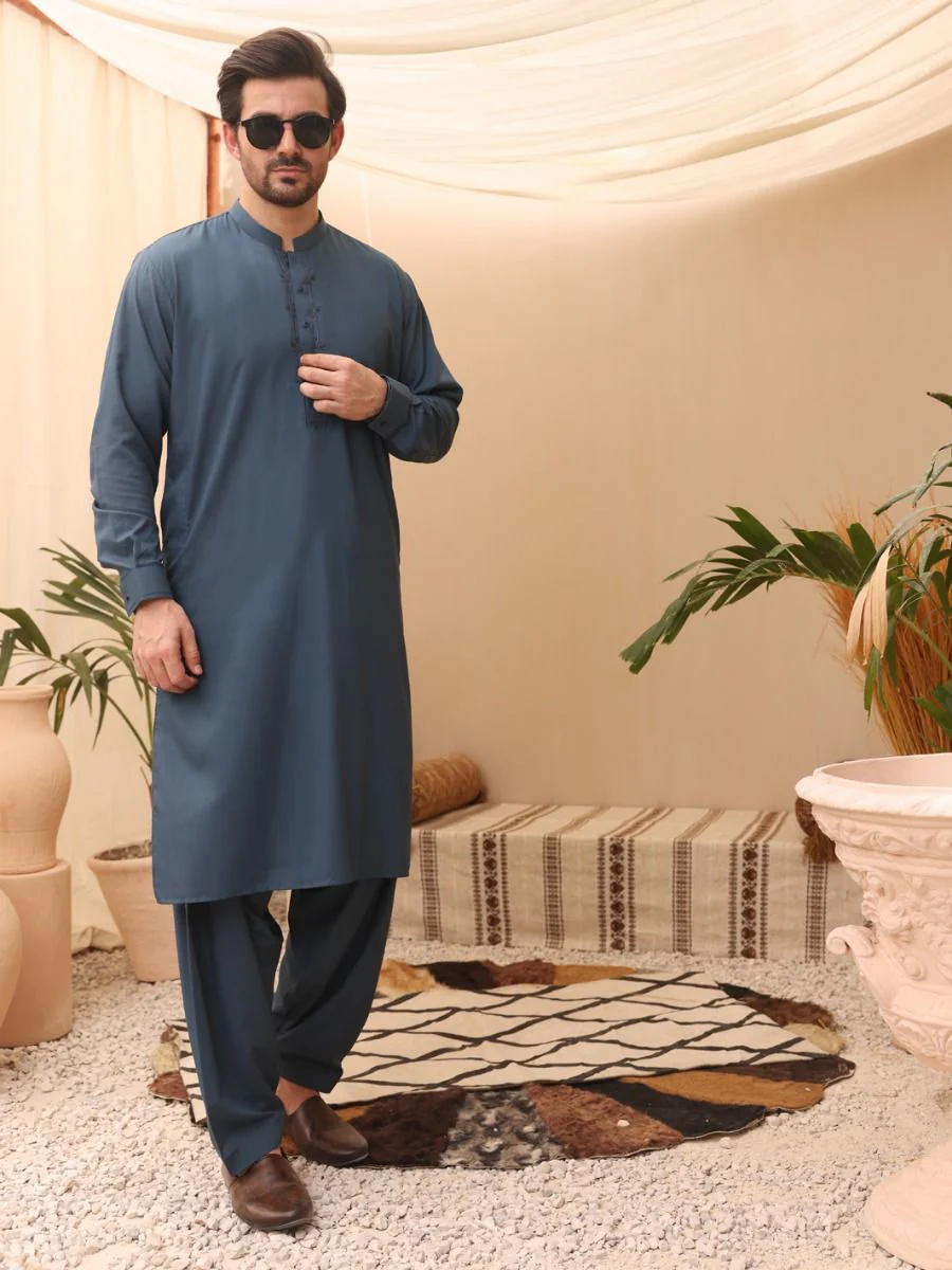 BLUE KAMEEZ SHALWAR | AL-KS-US-2591B V-2 2021