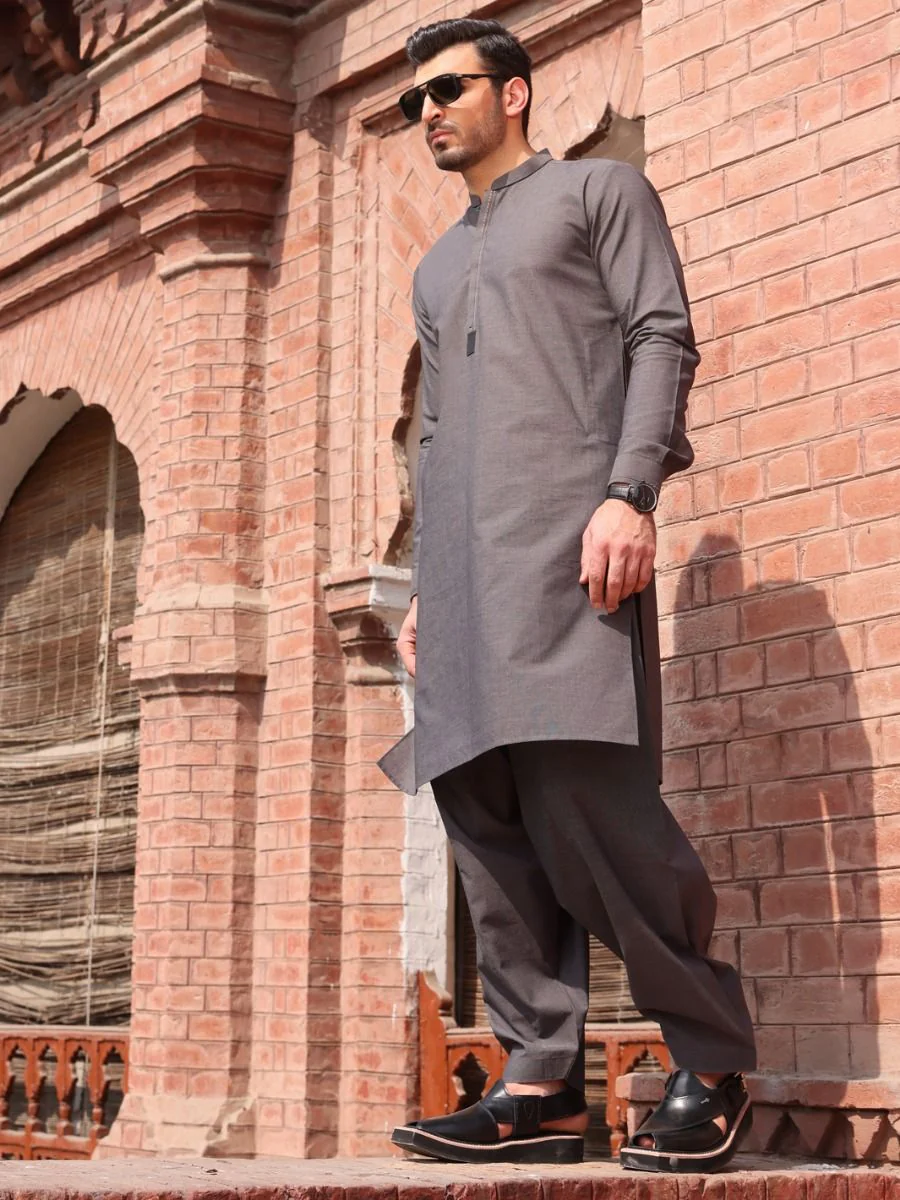 GREY BLENDED KAMEEZ SHALWAR | AL-KS-US-2594 V-2 2021