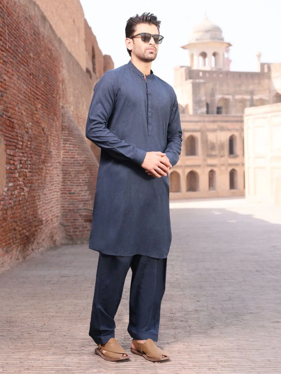 BLUE BLENDED KAMEEZ SHALWAR | AL-KS-US-2601 V-2 2021