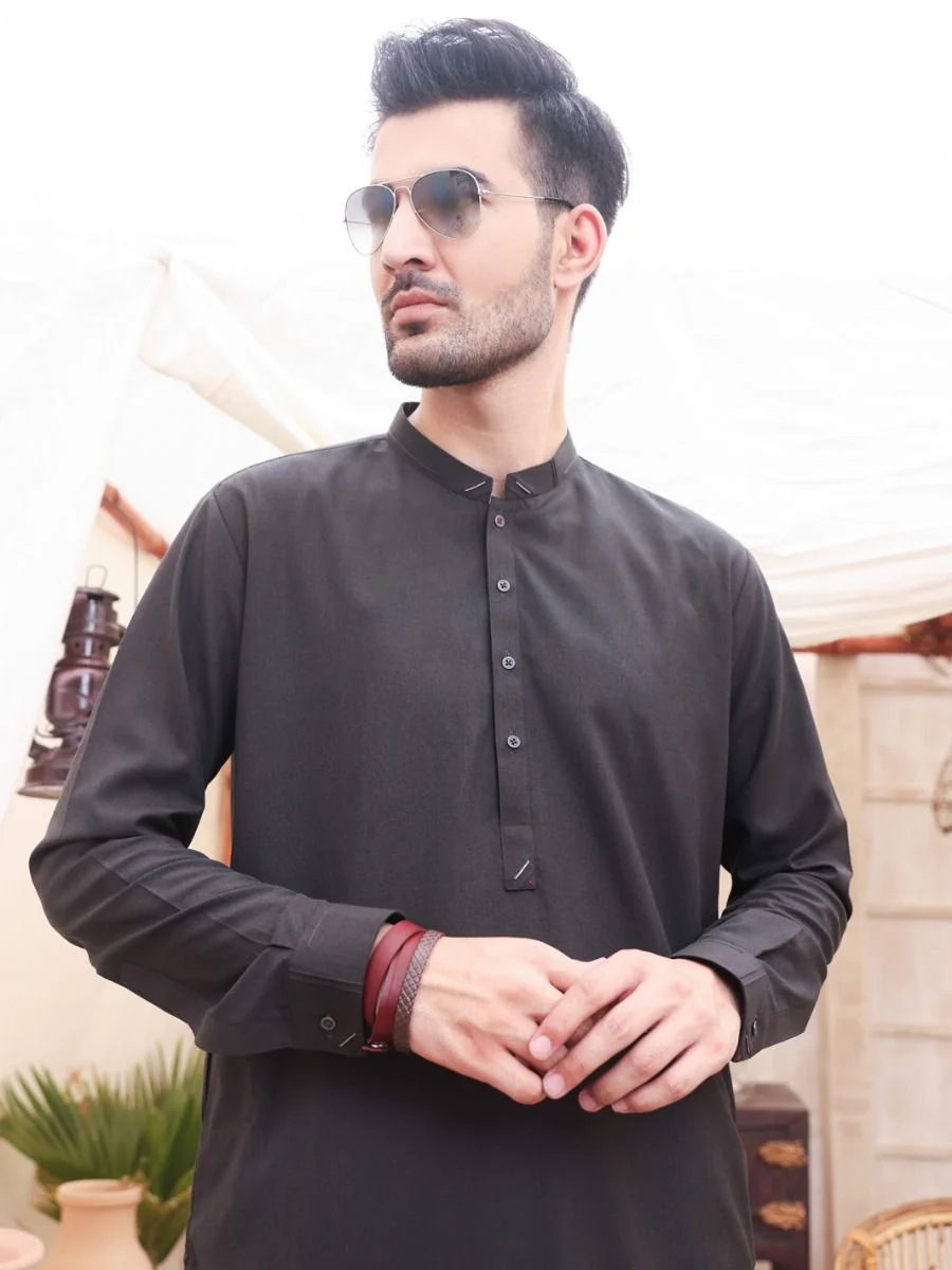 CHARCOAL GREY VISCOSE KAMEEZ SHALWAR | AL-KS-US-2613/AM-898C