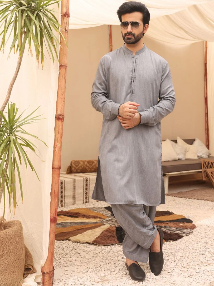 GREY VISCOSE KAMEEZ SHALWAR | AL-KS-US-2640/AM-998B