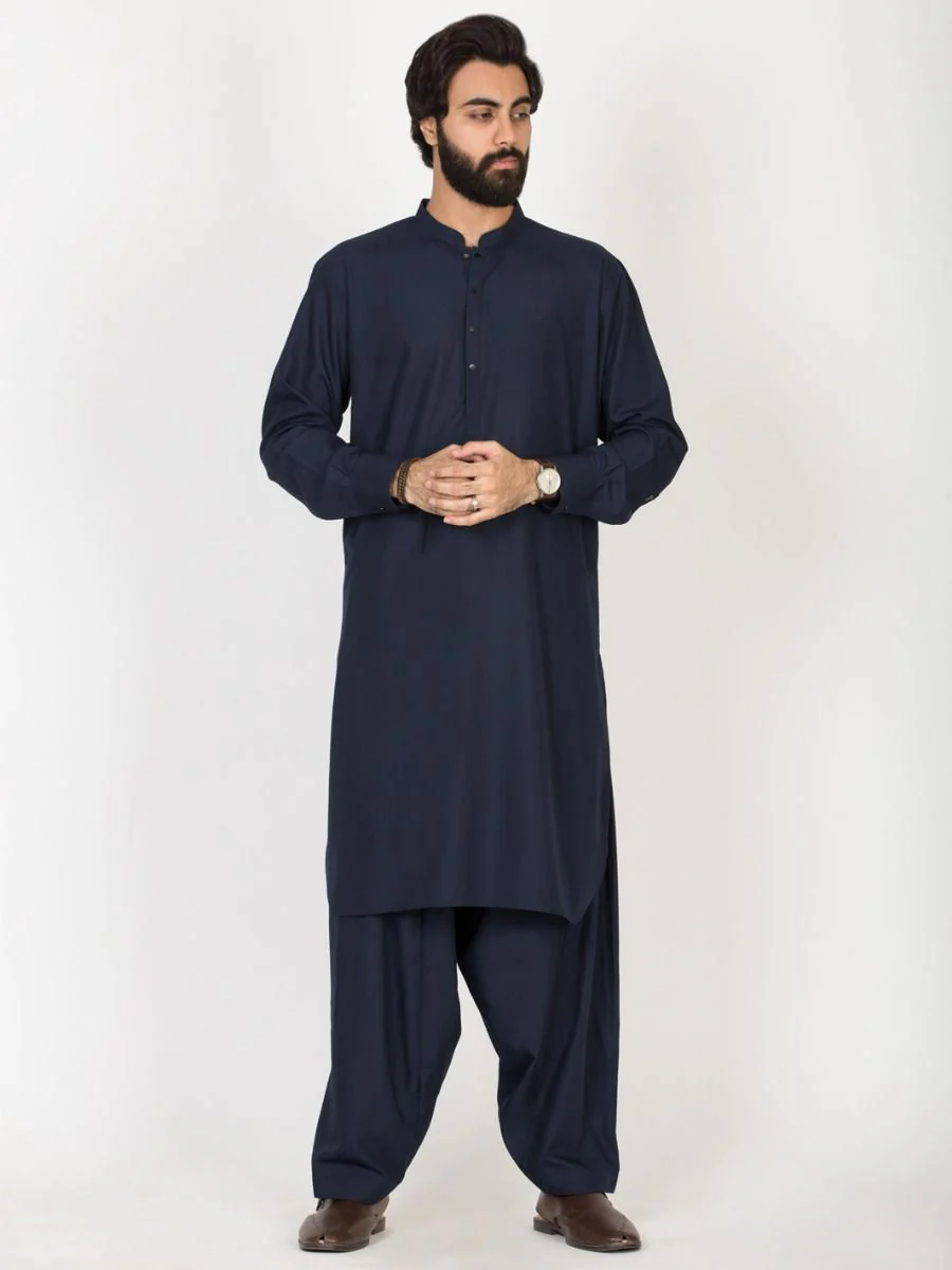 NAVY BLUE NBU VISCOSE KAMEEZ SHALWAR | AL-KS-US-2646/AM-5011D