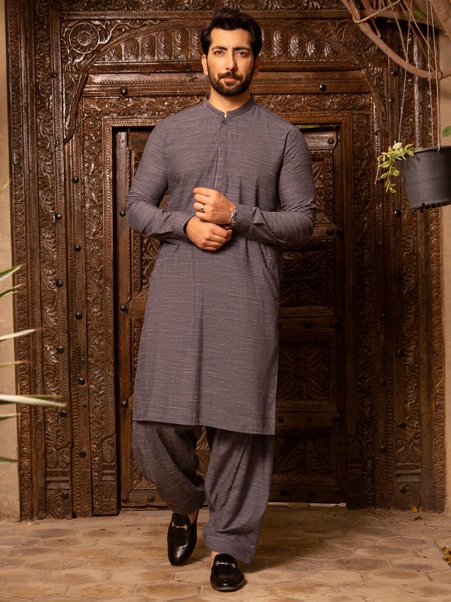 GREY VISCOSE KAMEEZ SHALWAR | AL-KS-US-2661/AM-5004B