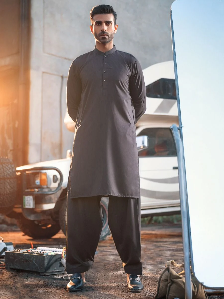 CHARCOAL GREY VISCOSE KAMEEZ SHALWAR | AL-KS-US-2687/AM-5005B