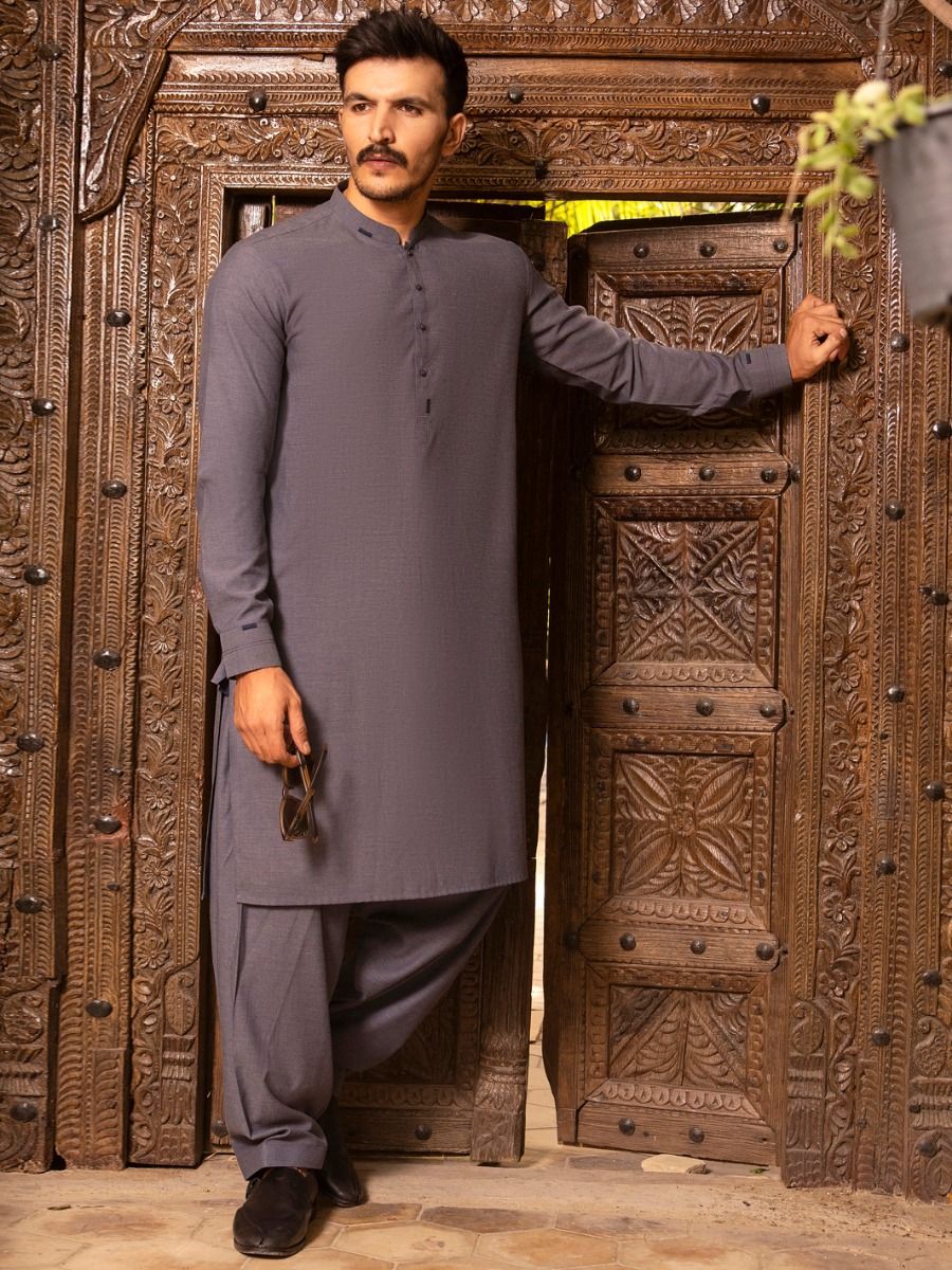 BLUE VISCOSE KAMEEZ SHALWAR | AL-KS-US-2689/AM-5033A