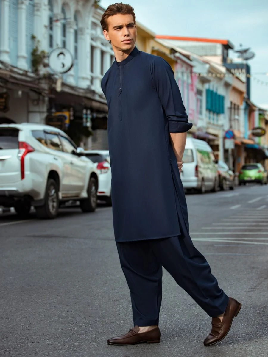 BLUE VISCOSE KAMEEZ SHALWAR | AL-KS-US-2716/AM-5032B