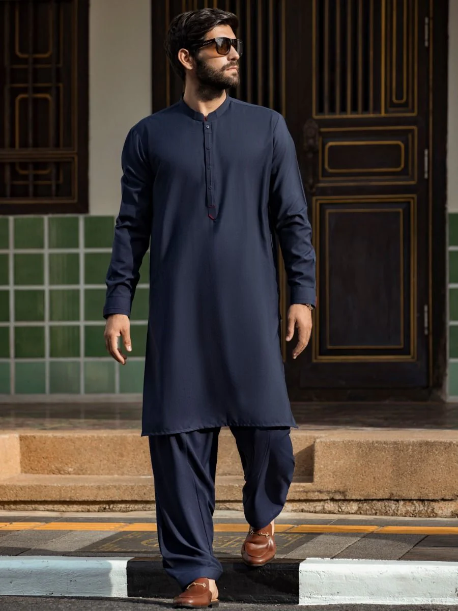 NAVY BLUE KAMEEZ SHALWAR | AL-KS-US-2727/AM-917D