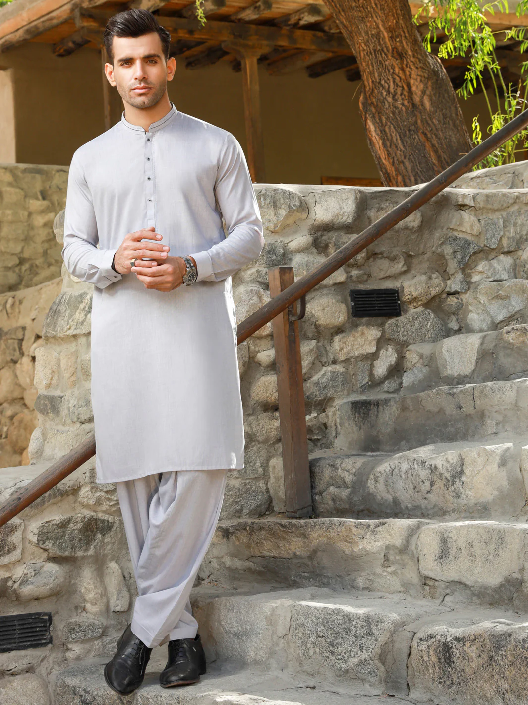 LIGHT GREY KAMEEZ SHALWAR | AL-KS-US-2785/AM-5058A
