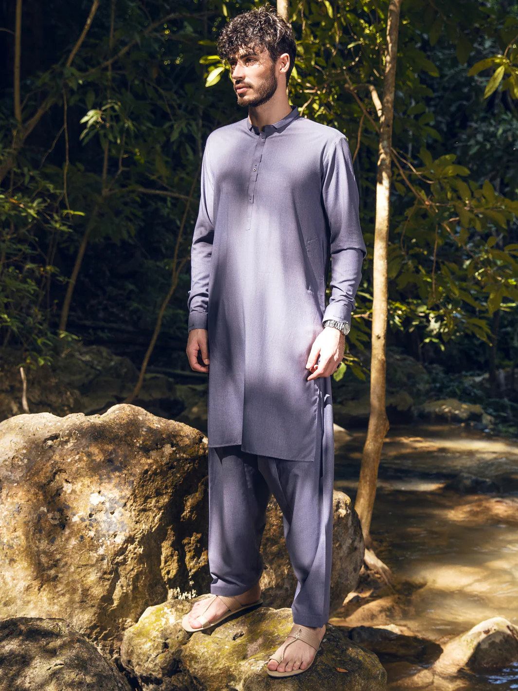 GREY VISCOSE KAMEEZ SHALWAR | AL-KS-US-2813/AM-5091A