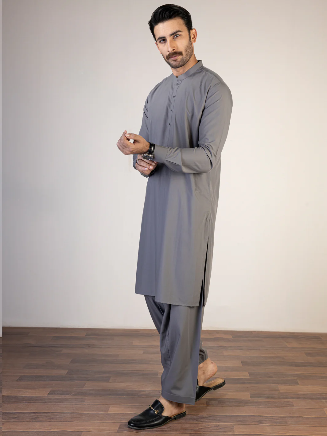 GREY VISCOSE KAMEEZ SHALWAR | AL-KS-US-2822/AM-5090C