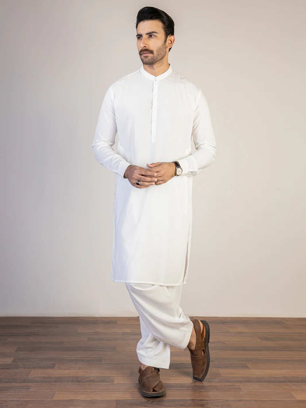 WHITE VISCOSE KAMEEZ SHALWAR | AL-KS-US-2824/AM-5092A
