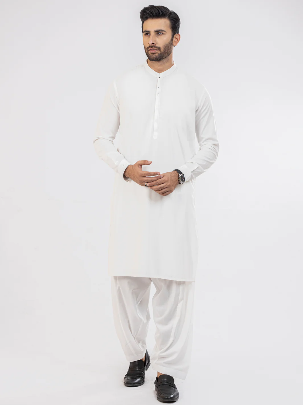 WHITE VISCOSE KAMEEZ SHALWAR | AL-KS-US-2839/AM-6001A