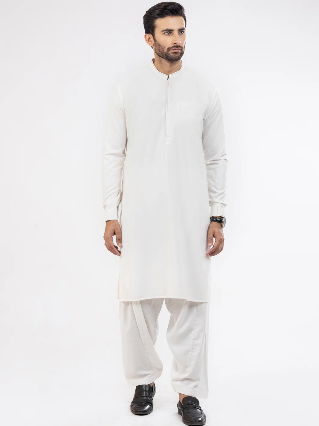 WHITE VISCOSE KAMEEZ SHALWAR | AL-KS-US-2849/AM-5087A