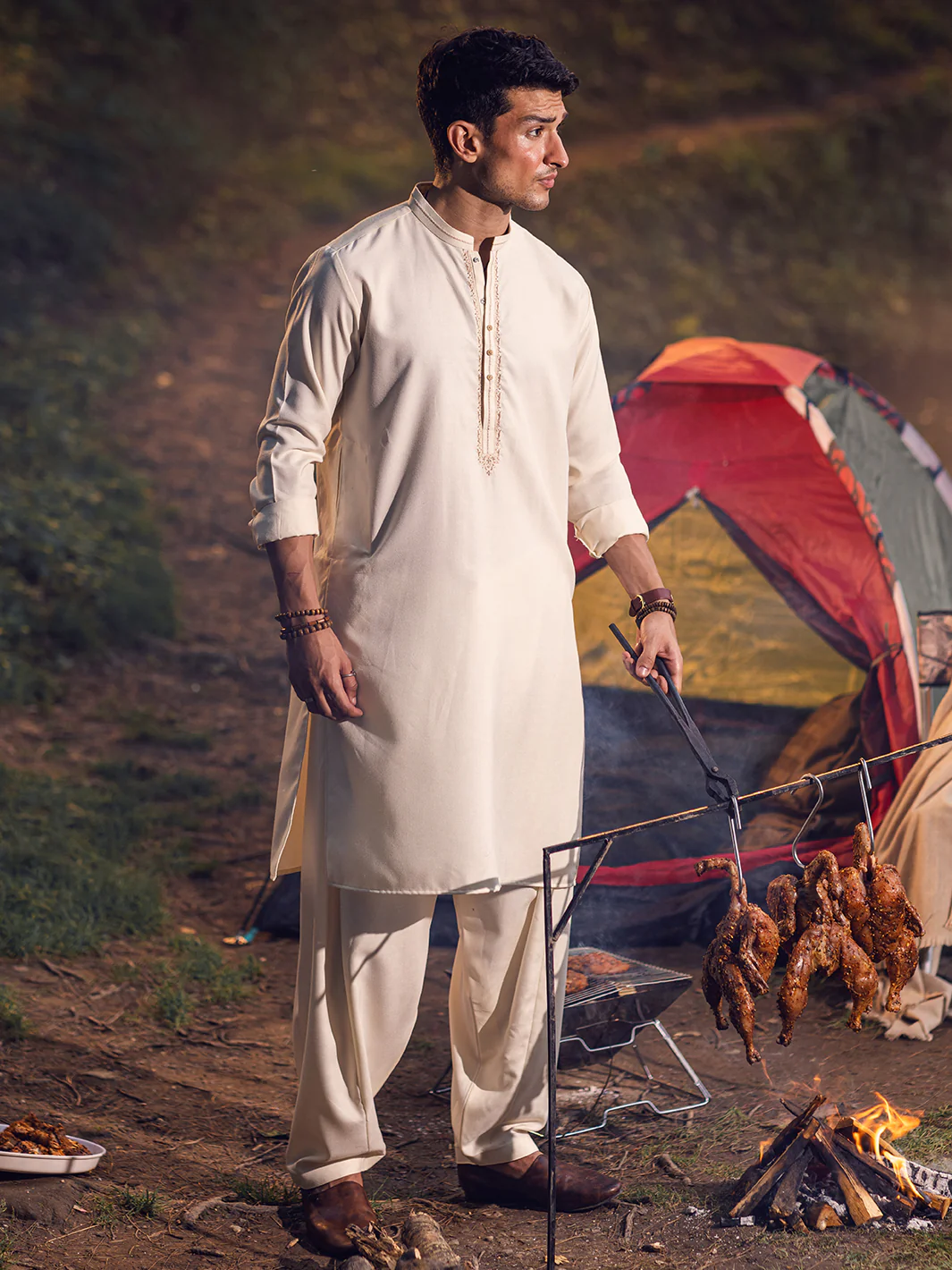 CREAM VISCOSE KAMEEZ SHALWAR | AL-KS-US-2900/AM-6104B