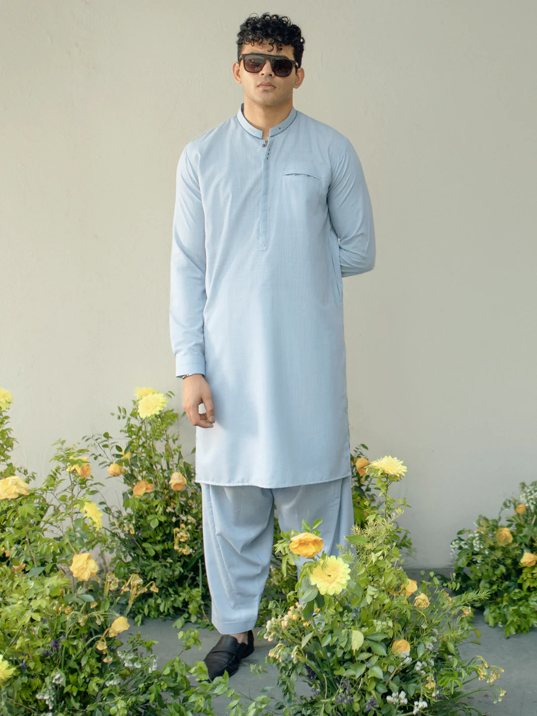 LIGHT BLUE BLENDED KAMEEZ SHALWAR | AL-KS-US-2939/AM-6131C