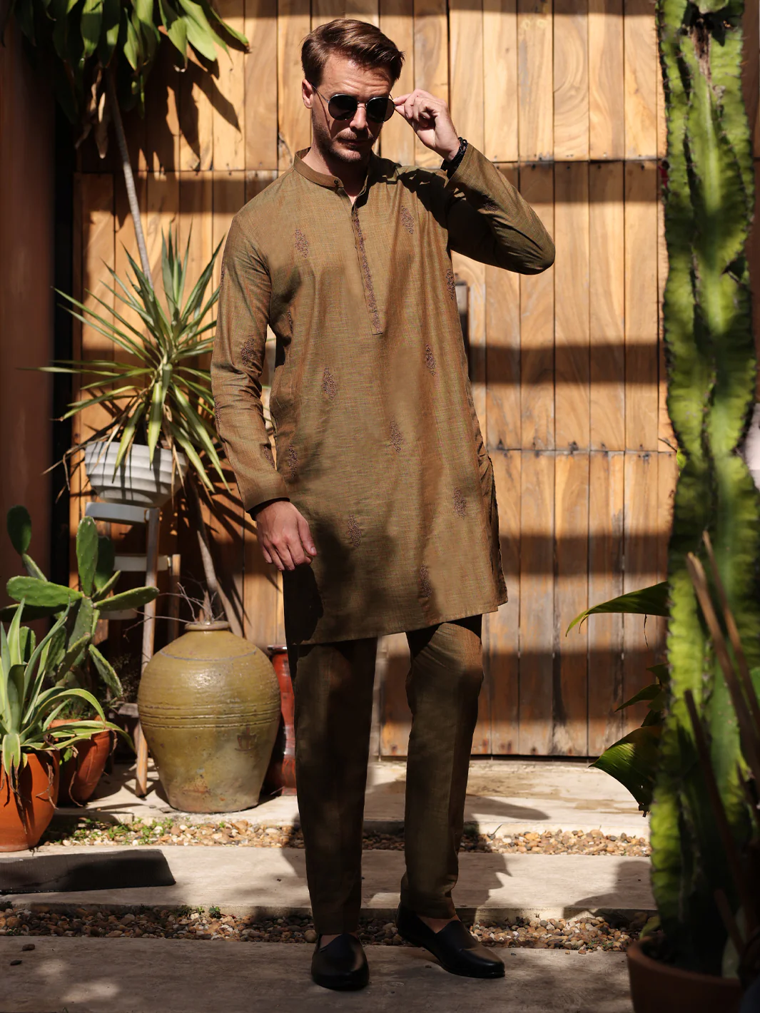 GREEN COTTON KURTA TROUSERS | AL-KT-2930/AM-6053B