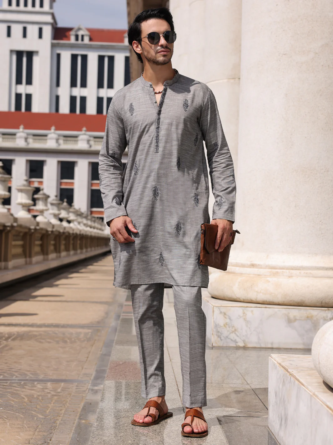 GREY COTTON KURTA TROUSERS | AL-KT-2932/AM-6053E