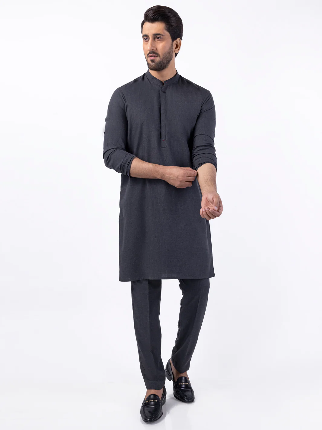 CHARCOAL TAFLON RYON KURTA TROUSERS | AL-KT-3081/AM-6212B