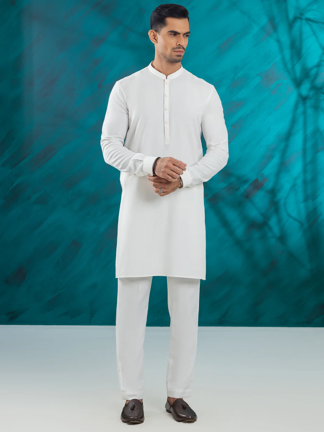 WHITE BLENDED KURTA TROUSERS | AL-KT-3111/AM-6172A