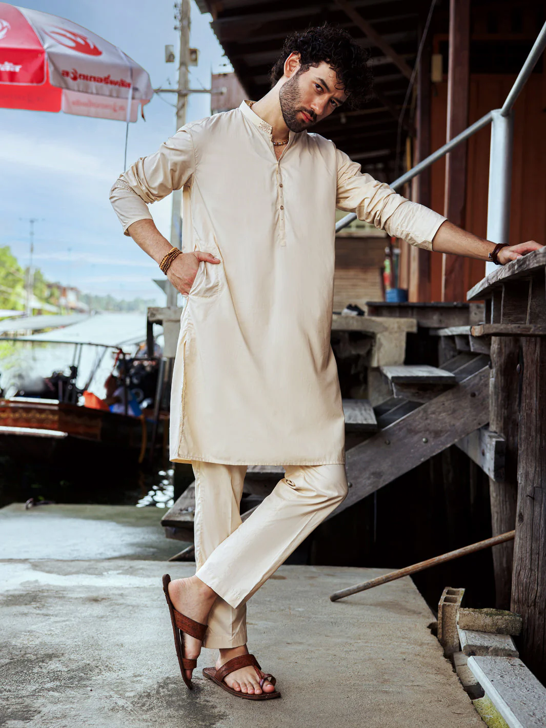 CREAM KURTA TROUSERS | AL-KT-US-24-2989