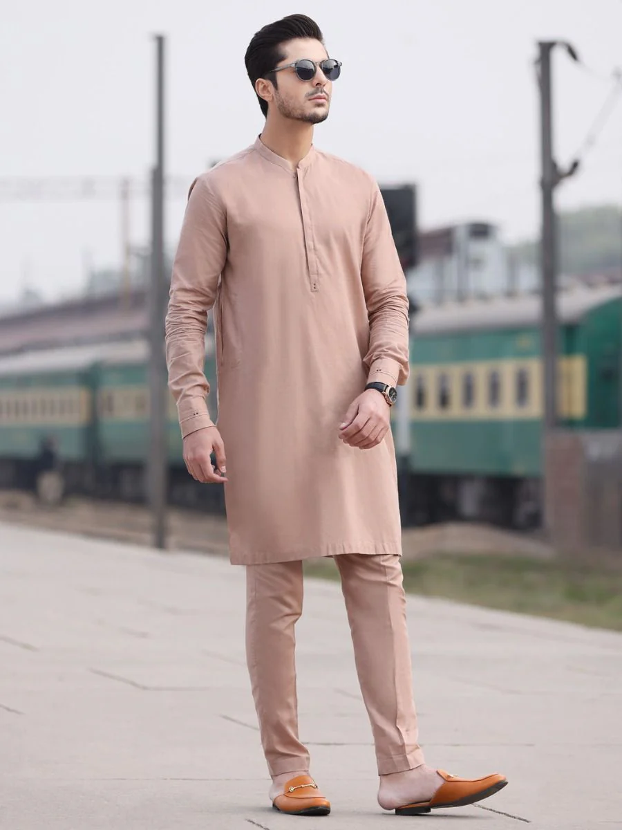 BEIGE COTTON KURTA TROUSERS | AL-KT-US-2554 V-1 2021
