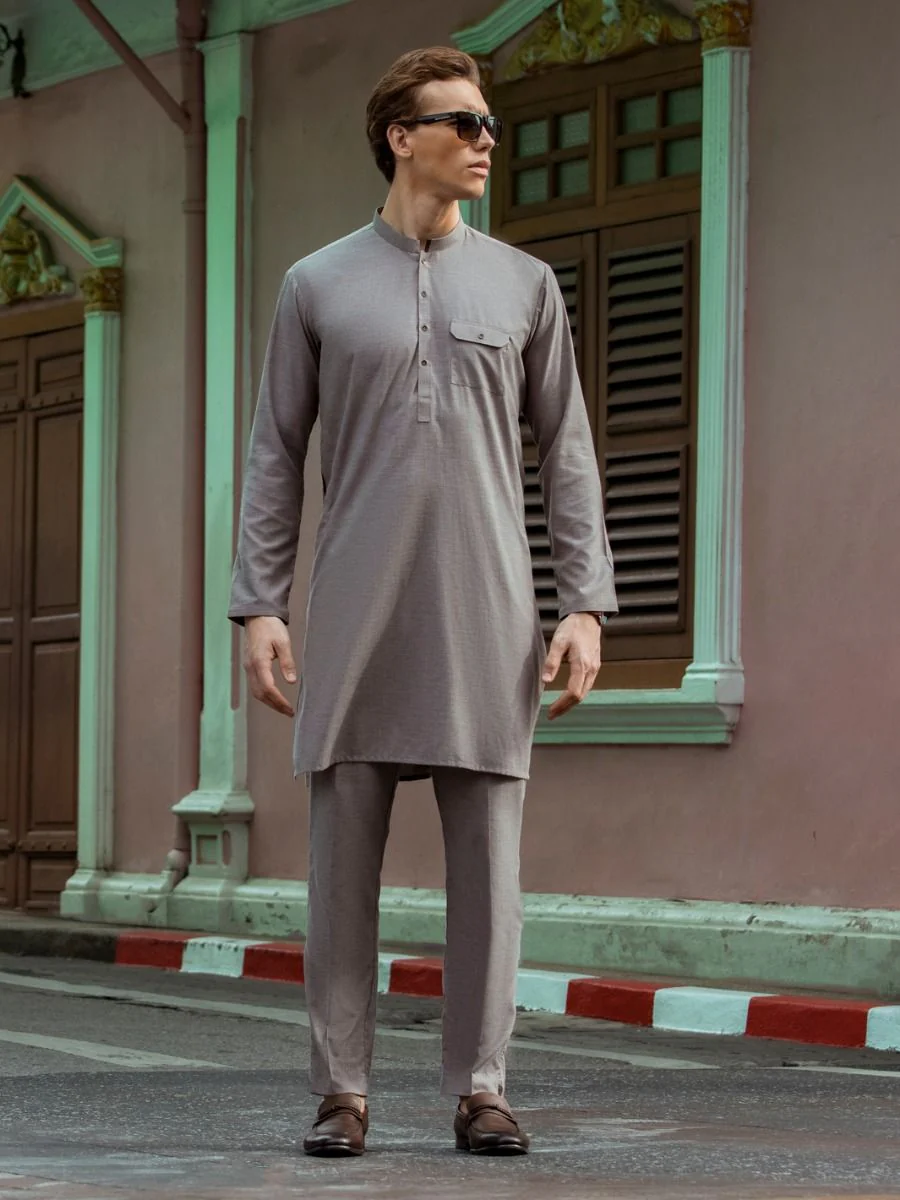 GREY COTTON KURTA TROUSERS | AL-KT-US-2673A/AM-908A