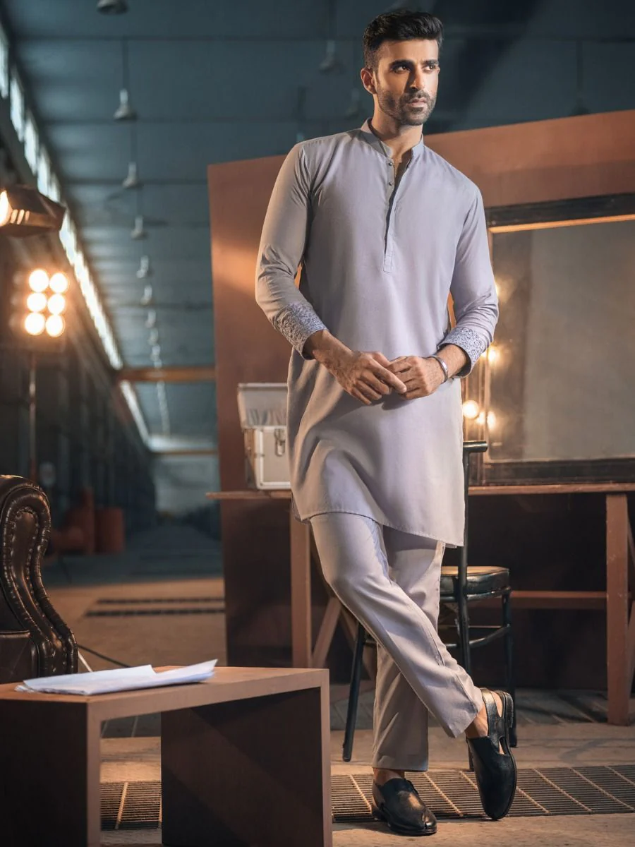 LIGHT PEARL VISCOSE KURTA TROUSERS | AL-KT-US-2693/AM-994D