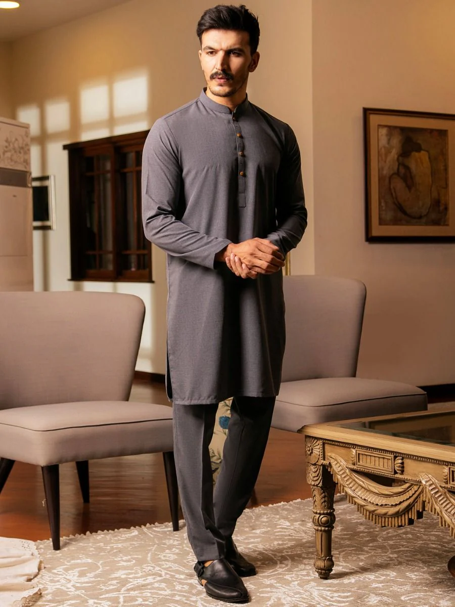 GREY VISCOSE KURTA TROUSERS | AL-KT-US-2710/AM-5031C