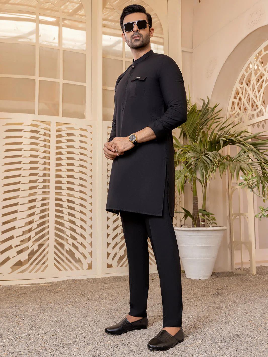 BLACK VISCOSE KURTA TROUSERS | AL-KT-US-2763/AM-907C