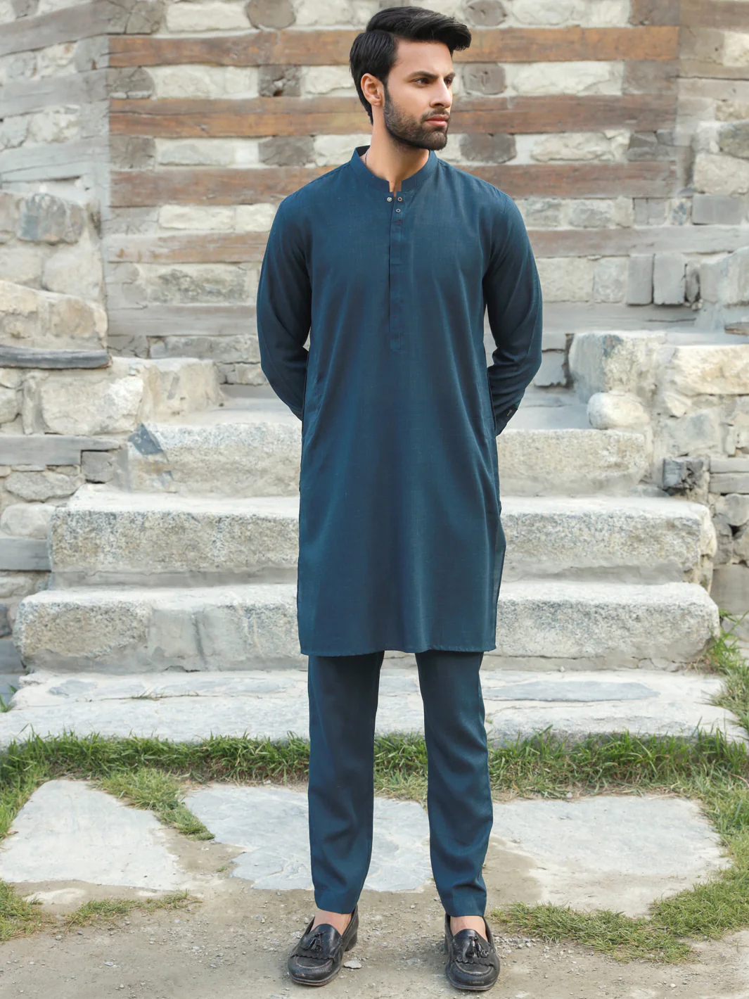 TEAL BLUE VISCOSE KURTA TROUSERS | AL-KT-US-2786/AM-5051C