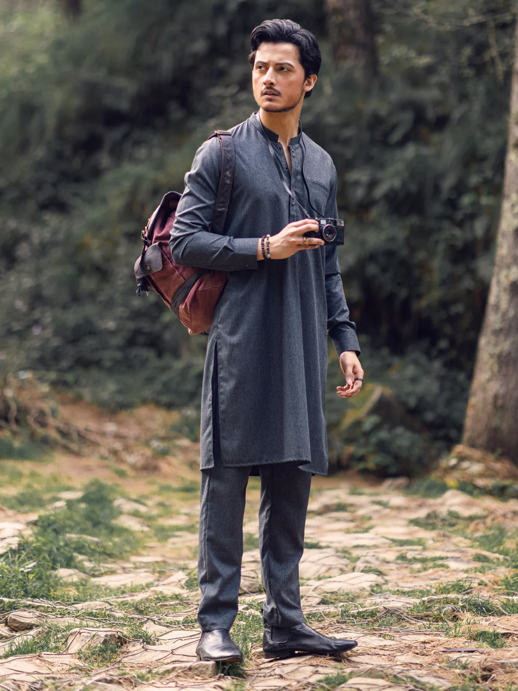 GREY BLENDED KURTA TROUSERS | AL-KT-US-2961/AM-6147B