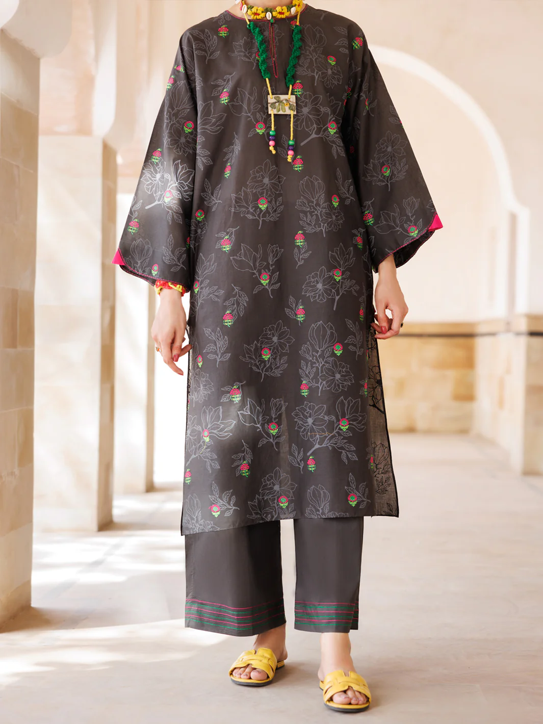 CHARCOAL CAMBRIC KURTI | AL-LK-969/FB-969A