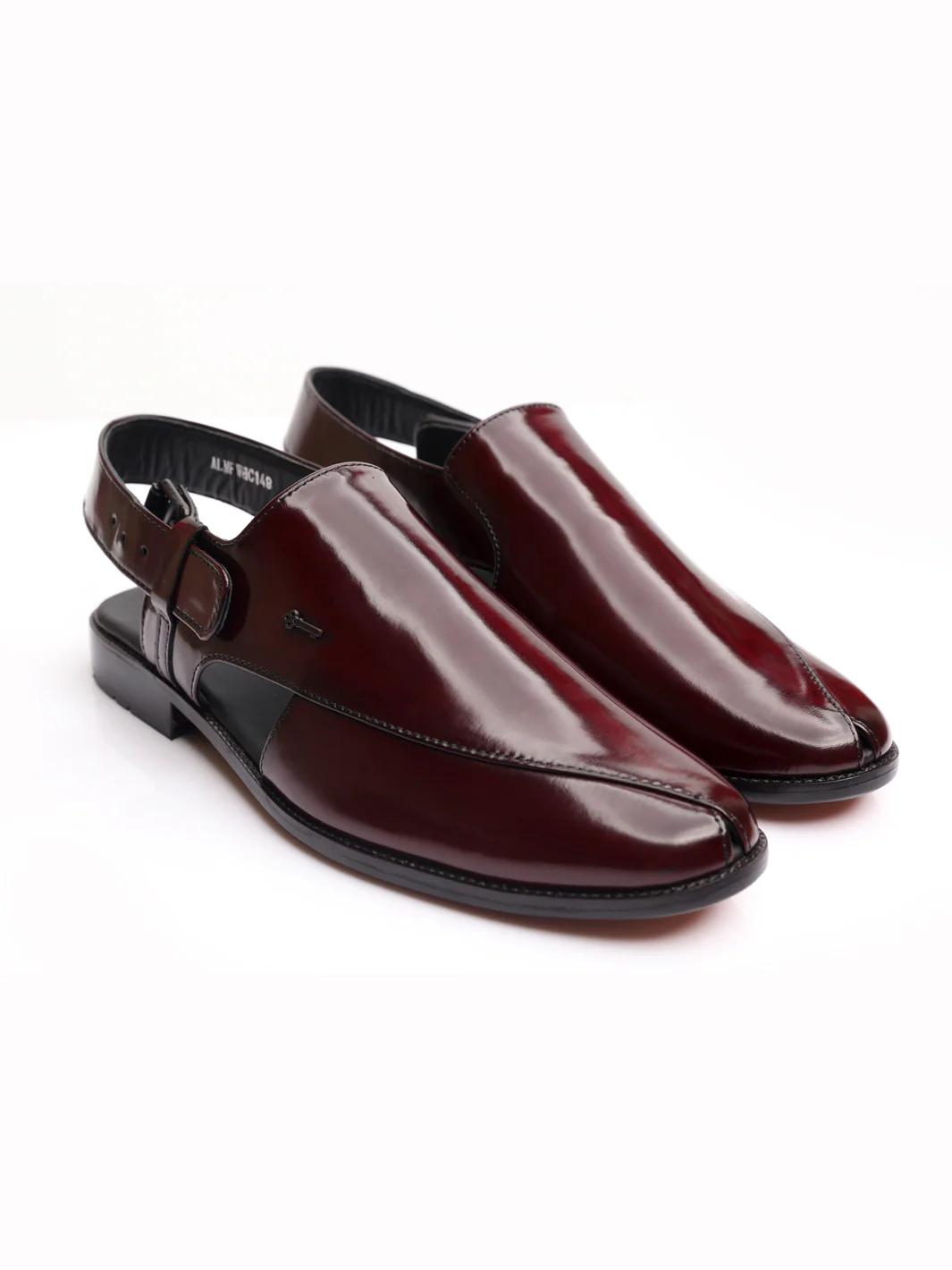BURGUNDY LEATHER PESHAWARI SANDALS | AL-MFW-HC-US-148-R1