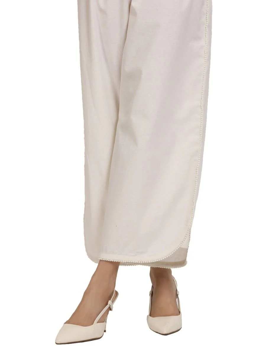 OFF WHITE KARANDI SILK TROUSERS | AL-T-US-490/AM-2285J