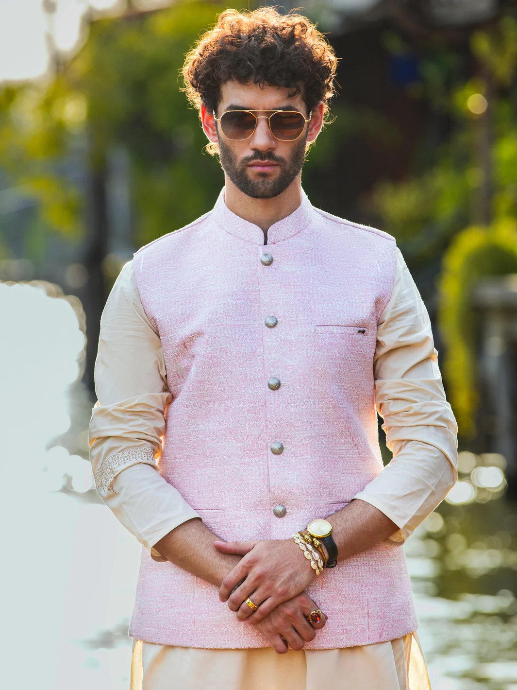 PINK BLENDED WAISTCOAT | AL-WC-526/JJ-8092B