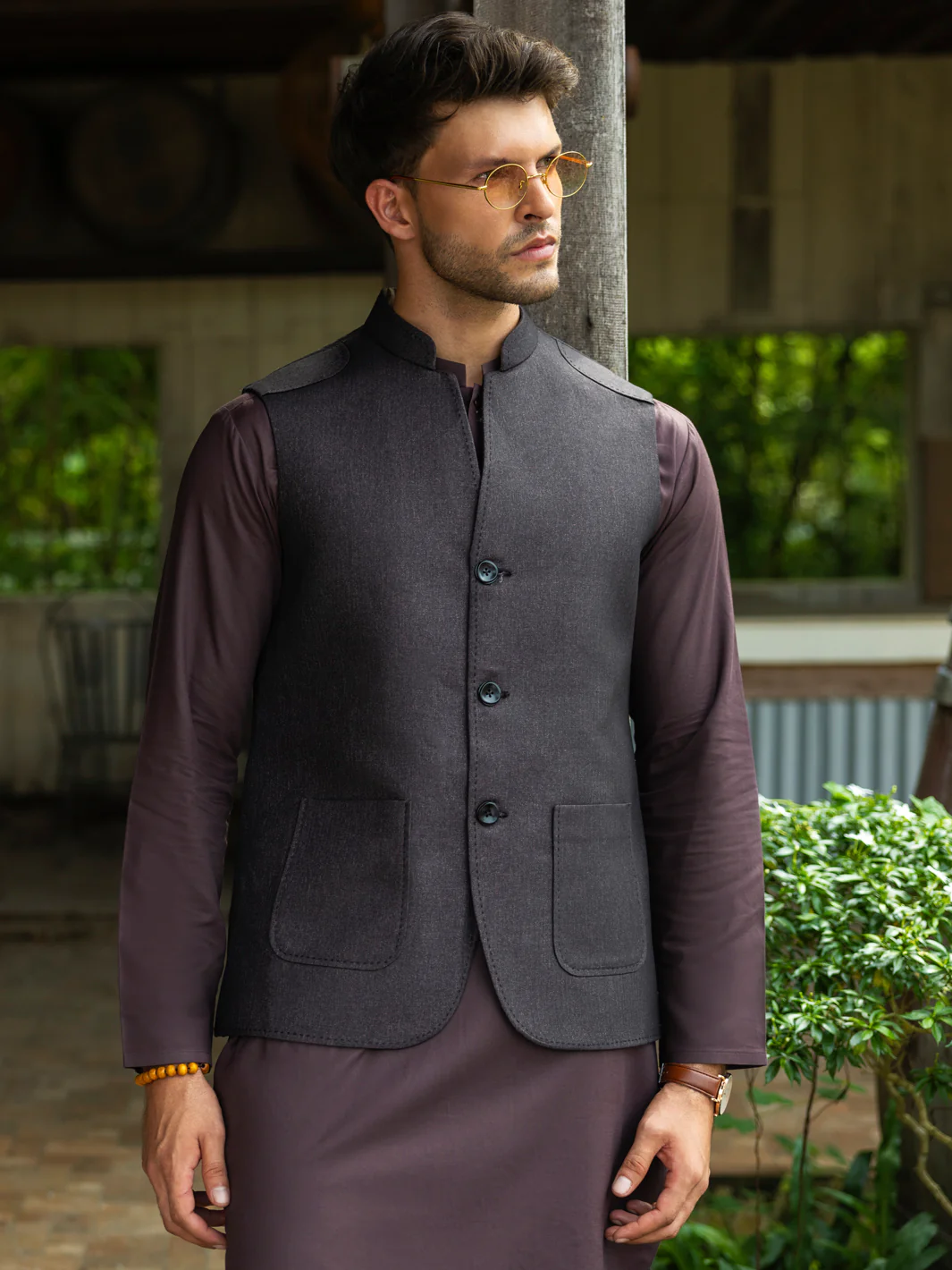 DARK BROWN WAISTCOAT | AL-WC-567A/AM-6265C