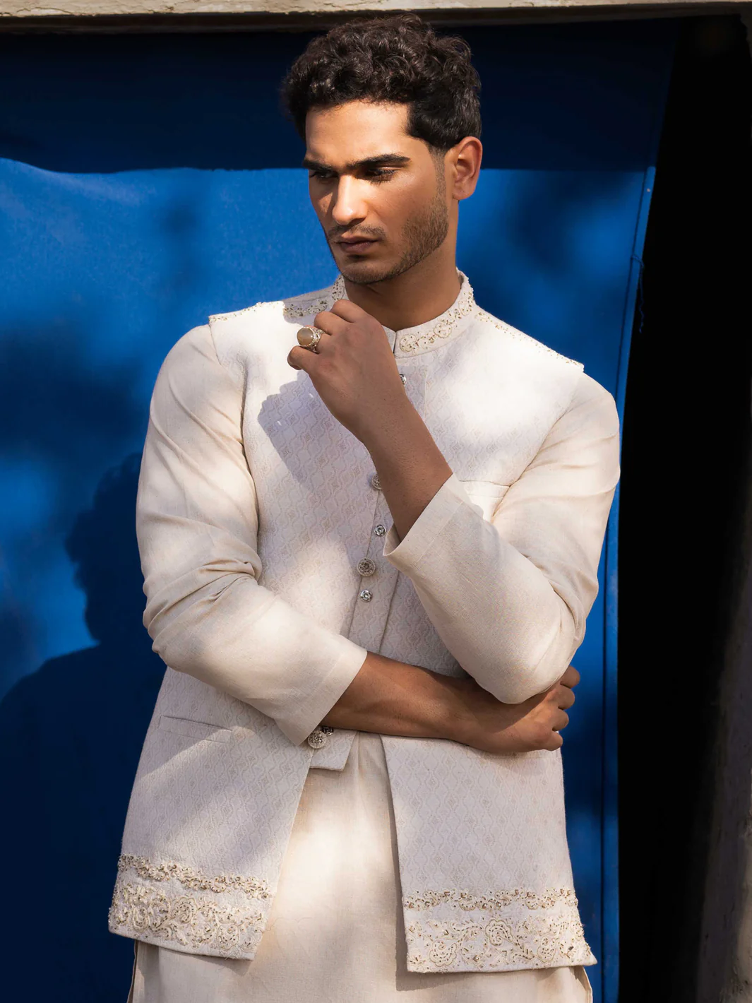OFF WHITE BLENDED WAISTCOAT | AL-WC-572/AM-6252A