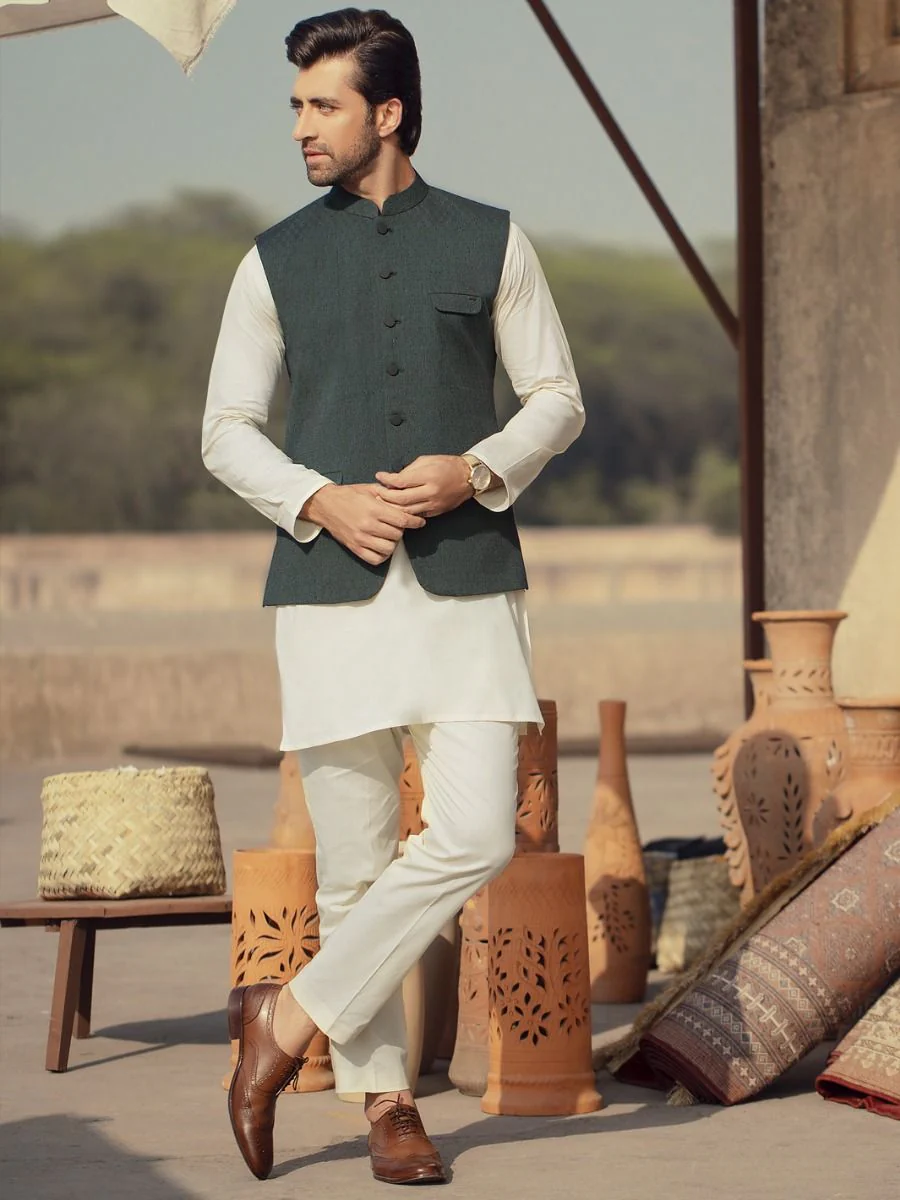 DARK GREEN COTTON WAISTCOAT | AL-WC-US-353 V-2 2021