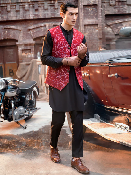 MAROON WAISTCOAT | AL-WC-US-413/AM-2481D
