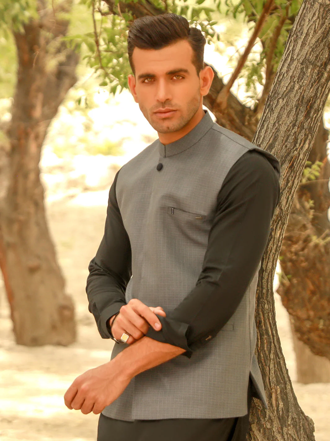 GREY VISCOSE WAISTCOAT | AL-WC-US-431/AM-980D