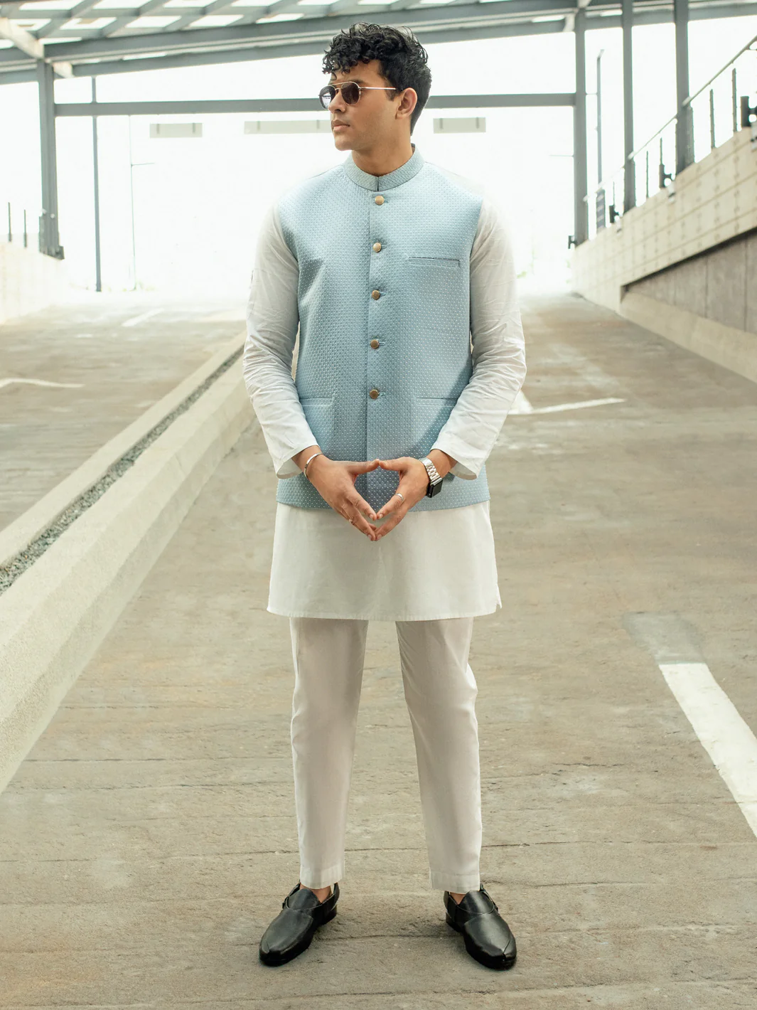 LIGHT BLUE BLENDED WAISTCOAT | AL-WC-US-510/AM-8044A
