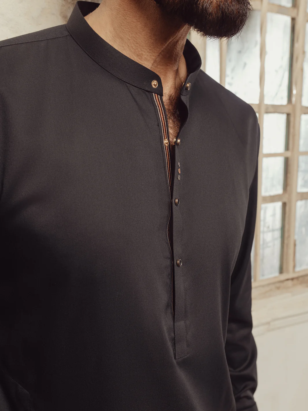BLACK BLENDED KAMEEZ SHALWAR | ALET-KS-1014/AM-6145-D3 - Image 3