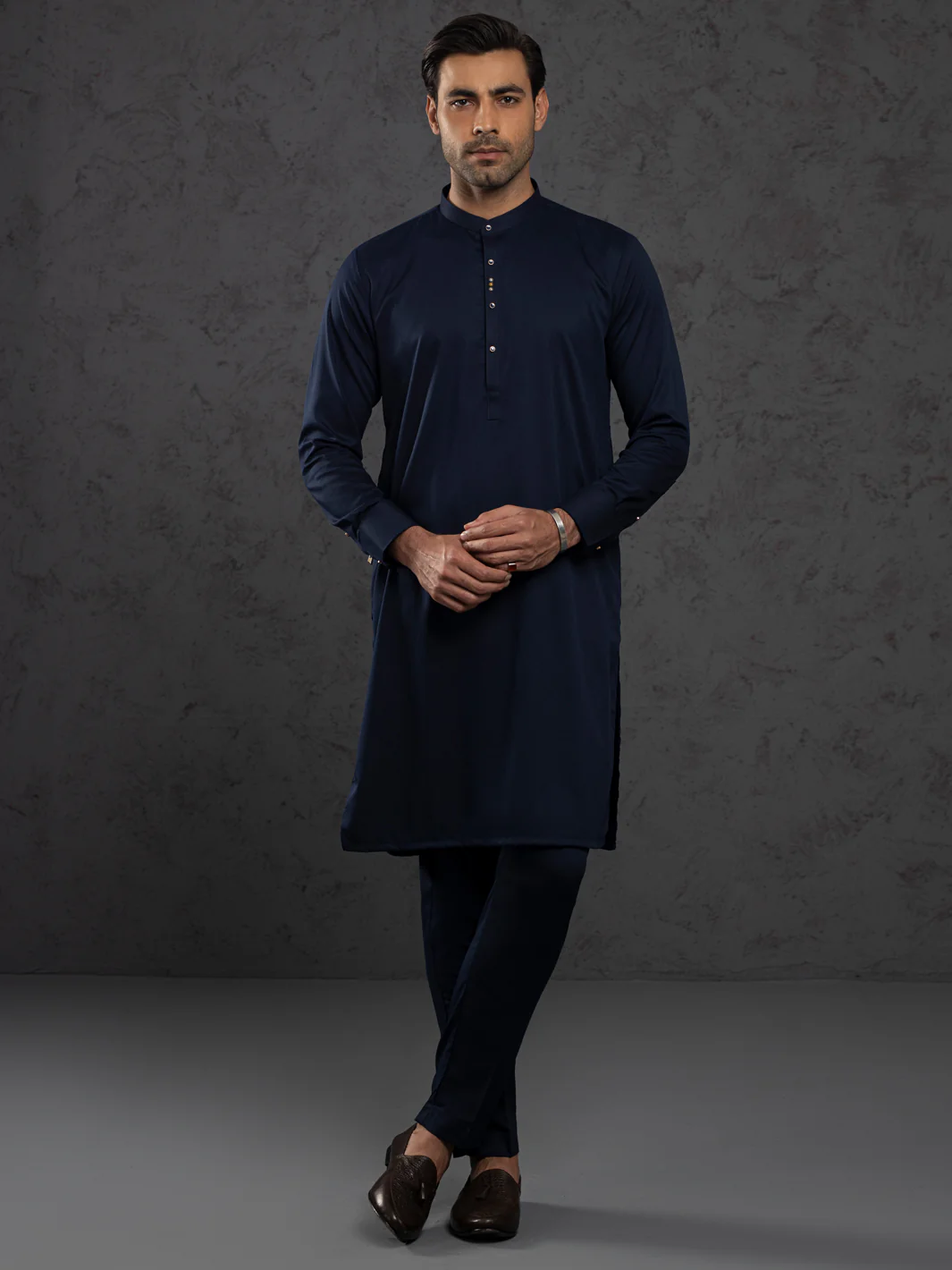MIDNIGHT BLUE BLENDED KURTA TROUSERS | ALET-KT-1003/AM-6145-C3